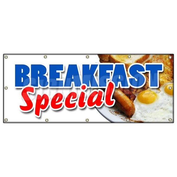 BREAKFAST SPECIAL BANNER SIGN ayce waffle pancake bacon egg all can eat